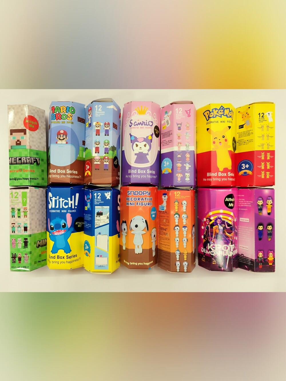 Cell Decorative Mini Figures Blind Box Minecraft, Super Mario, Sanrio, Pikachu